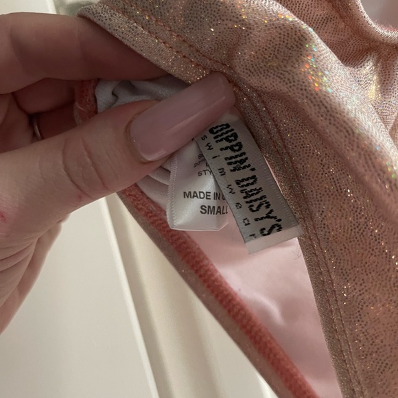 Pink Peach Barbiecore Glitter Workout Leotard Gymnast Dance Gym One Piece Outfit - Picture 3 of 3